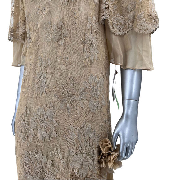 Vintage Digna Yero Floral Lace Silk Formal Dress - Picture 2 of 7